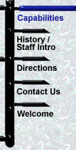 menu bar: capabilities, history / staff intro, directions, contact us, welcome